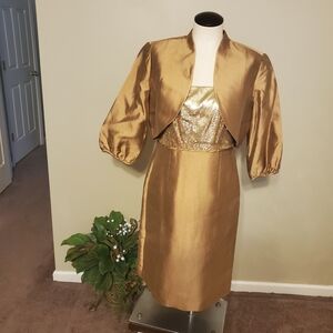 Talbots Gold Midi Dress with Bolero